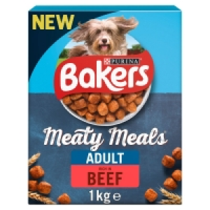 Bakers Meaty Meals with Tender Beef Complete Dry Dog Food 1k £2.50