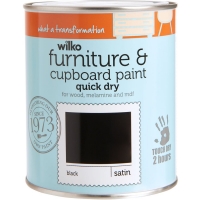 Wilko  Wilko Black Quick Dry Satin Furniture and CupboardPaint 750m