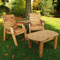 RobertDyas  Charles Taylor Deluxe Wooden Lounger Set with Table - Angled