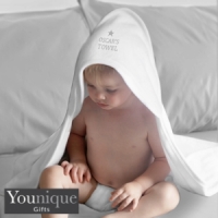 HomeBargains  Personalised Silver Star White Hooded Baby Towel
