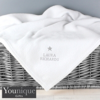 HomeBargains  Personalised Silver Star White Baby Blanket