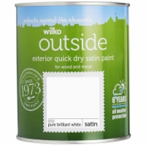 Wilko Pure Brilliant White Quick Dry Satin Exterior Paint 75 £9.00