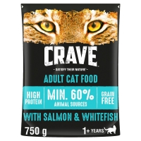 Wilko  Crave Natural Complete Dry Cat Food Salmon & FreshWhitefish 