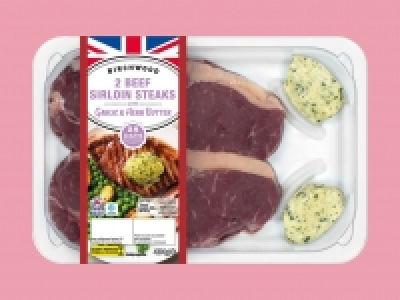 Lidl  2 Beef Sirloin Steaks with Garlic < Herb Butter