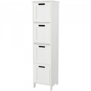 Tongue and Groove White 4 Drawer Cabinet