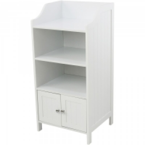 Tongue and Groove White Two Door Shelf Unit