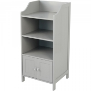 Tongue and Groove Grey Two Door Shelf Unit