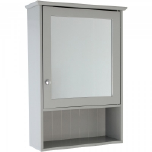 Tongue and Groove Grey Mirror Cabinet