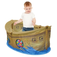 QDStores  Pirate Boat Ball Pit Play Tent 50 Multi Coloured Balls