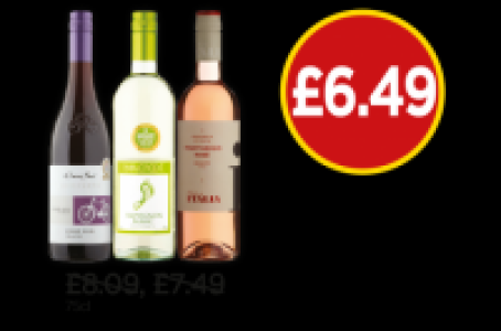Cono Sur Pinot Noir, Barefoot Sauvignon Blanc, Italia Pinot  £6.49