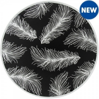 JTF  Black Feather Silver Glitt Candle Plate