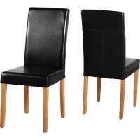 Wilko  G3 Set of 2 Black Faux Leather Dining Chairs