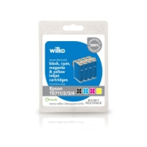 Wilko Remanufactured Epson T0711/2/3/4 Black, Cyan Magenta a £11.00