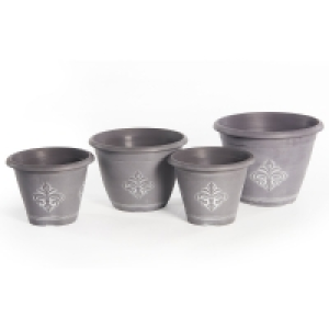 RobertDyas  Greenhurst Fleur De Lys Heritage Grey Planters - Pack of 4