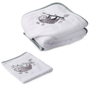 Sloth Hooded Baby Towel & Mitt