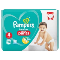 Wilko  Pampers Baby Dry Size 4 Dry Pants 38 pack