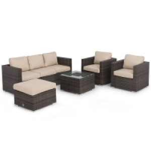 RobertDyas  Maze Rattan Georgia 3-Seat Sofa Set with Ice Bucket - Brown