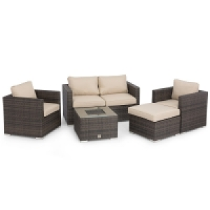 RobertDyas  Maze Rattan 5-Seater Sofa Set with Ice Bucket - Brown