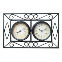 RobertDyas  Charles Bentley Ornate Metal Wall Mounted Clock with Thermom