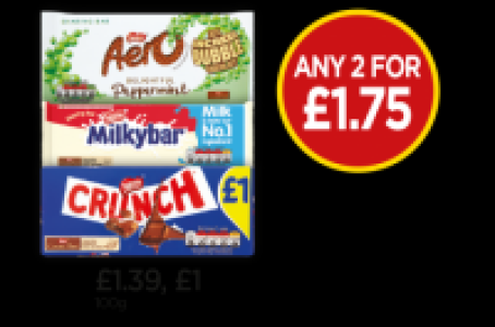 Aero Delightful Peppermint Block, Milkybar Block, Crunch Blo