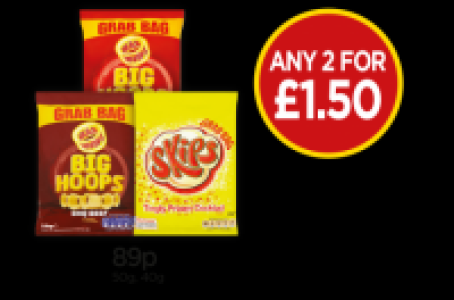 Budgens  Big Hoops BBQ Beef Grab Bag, Original Grab Bag, Skips Prawn 