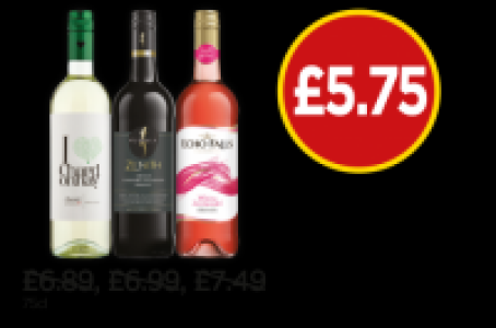 Budgens  I Heart Chardonnay, Kumala Zenith Shiraz Cabernet Sauvignon 