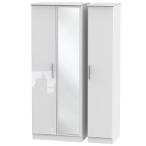 Fourisse Ready Assembled Tall 3-Door Mirrored Wardrobe -Whit £445.99