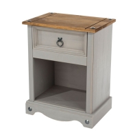 RobertDyas  Halea Pine 1-Drawer Bedside Cabinet - Grey