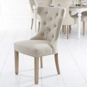 Lancelot Winged Back Dining Chair Beige With Button Detailin £109.00
