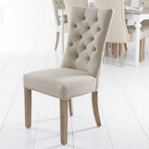 Lancelot Curved Back Dining Chair Beige With Button Detailin £99.00