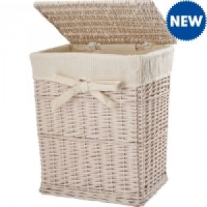 Willow Basket Wht Fabric Liner Matt Beige Large