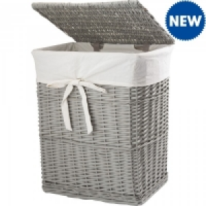 JTF  Willow Basket Wht Fabric Liner Matt Grey Large