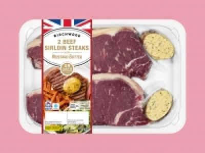 2 Beef 28 Day Matured Sirloin Steaks with Mustard Butter