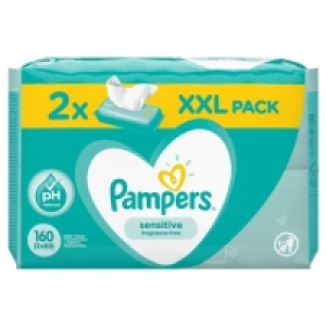 Pampers Sensitive Fragrance-Free Wipes 2 x 80pk
