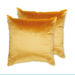 Aldi  Ochre Velvet Cushion 2 Pack