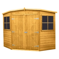 RobertDyas  Shire Shiplap 8ft x 8ft Wooden Corner Garden Shed with Doubl