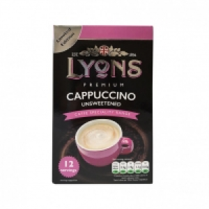 LYONS UNSWEET CAPPUCCINO 12 SACHETS £0.99