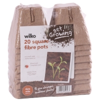 Wilko  Wilko 20 pack Fibre Plant Pot Square 6cm