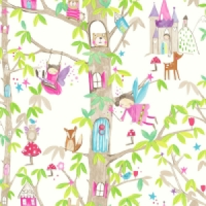 Wilko  Arthouse Woodland Fairies White Kids Wallpaper