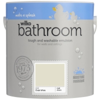 Wilko  Wilko Bathroom Chalk White Mid Sheen Emulsion Pain t 2.5L
