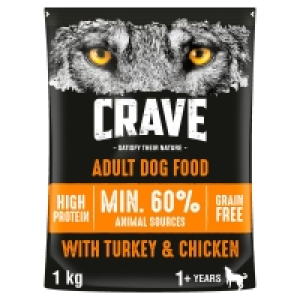 Crave Natural Complete Dry Dog Food Turkey & Chicken 1kg £4.00
