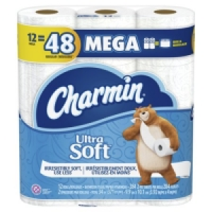 Charmin Ultra Soft Toilet Paper, 12 Mega Rolls = 48 Regular  &pound;12.97