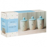 BMStores  Ceramic Storage Jars 3pk - Blue