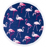 BMStores  Round Beach Towel with Fringing - Flamingo