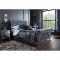 JTF  Belverdere Velvet King Size Bed Grey 150cm