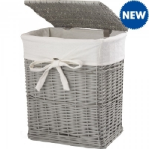 JTF  Willow Basket Wht Fabric Liner Matt Grey Medium