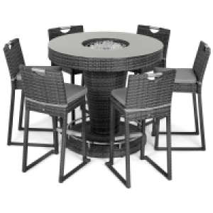 RobertDyas  Maze Rattan 6-Seat Bar Set with Ice Bucket and Parasol - Gre