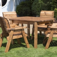 QDStores  4 Chairs & Rectangular Table Scandinavian Redwood Garden Fur
