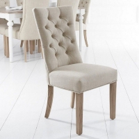 QDStores  Lancelot Curved Back Dining Chair Beige With Button Detailin
