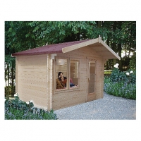 Wickes  Shire 12 x 12 ft Challock Log Cabin with Large Overhang